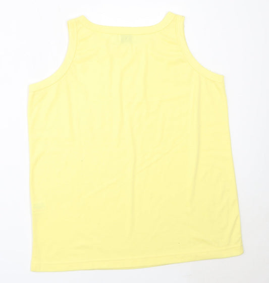 EXE Womens Yellow  Cotton Basic Tank Size M Round Neck