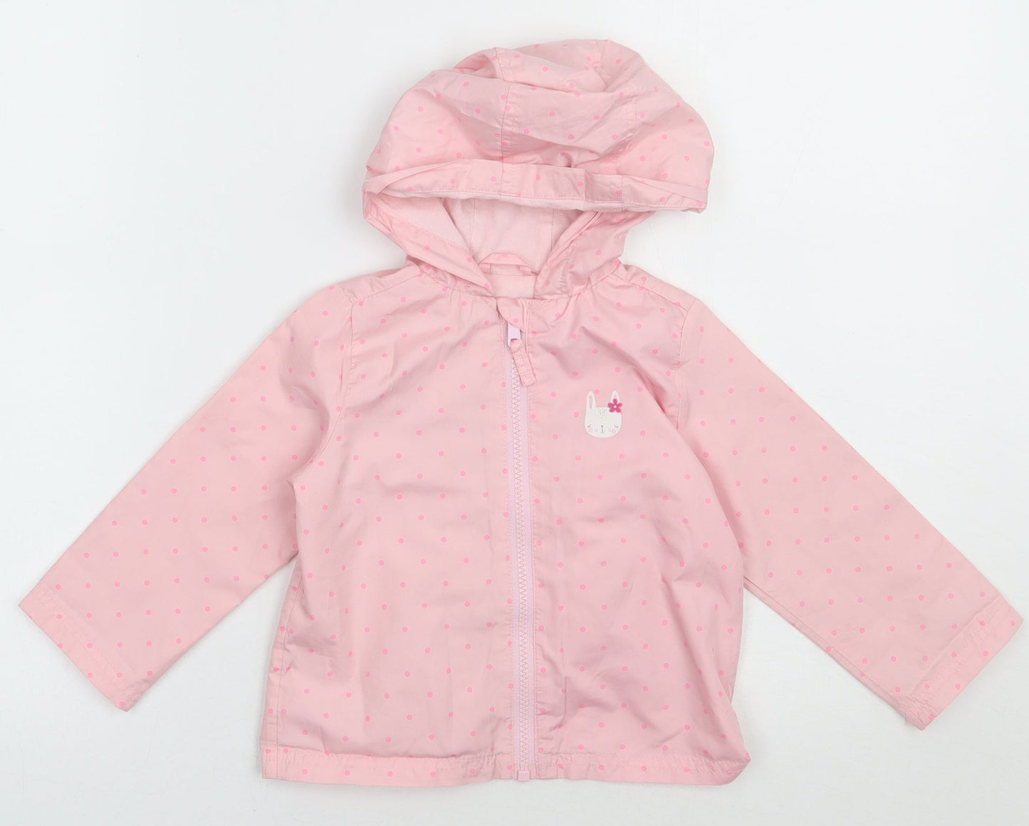 George Girls Pink Polka Dot  Jacket  Size 2 Years  Zip - Rabbit