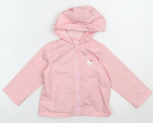 George Girls Pink Polka Dot  Jacket  Size 2 Years  Zip - Rabbit