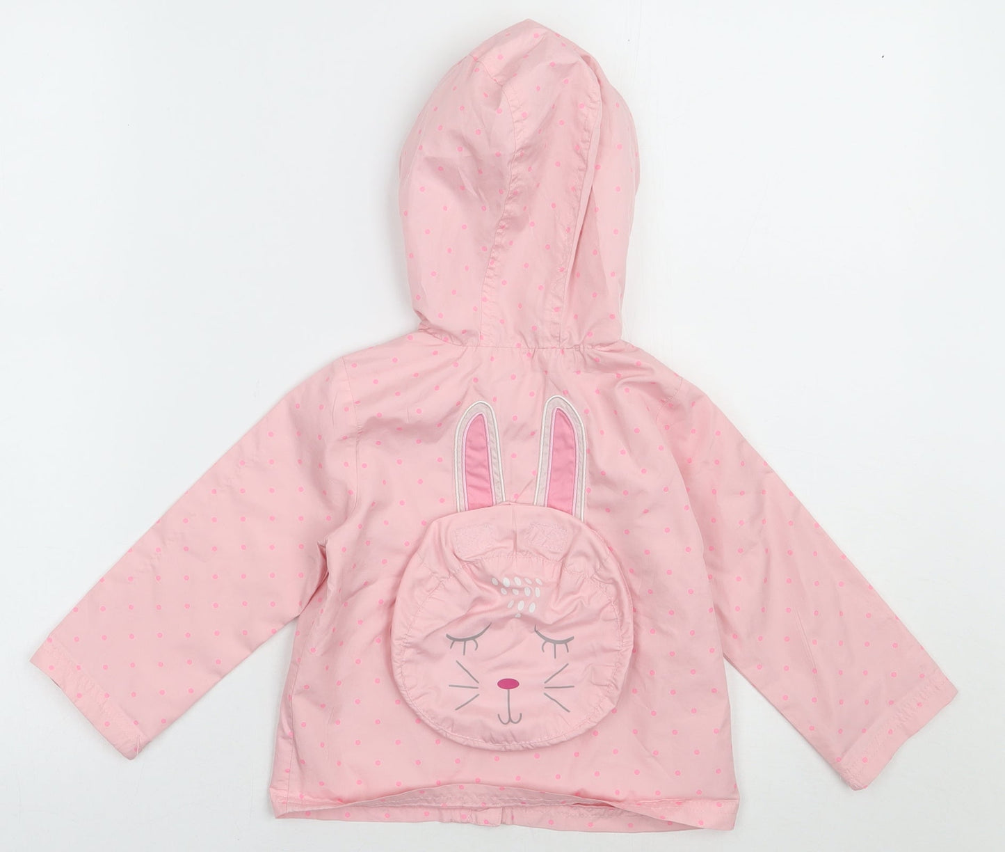 George Girls Pink Polka Dot  Jacket  Size 2 Years  Zip - Rabbit