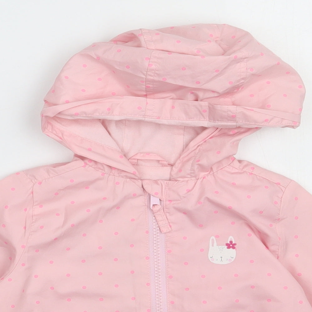 George Girls Pink Polka Dot  Jacket  Size 2 Years  Zip - Rabbit