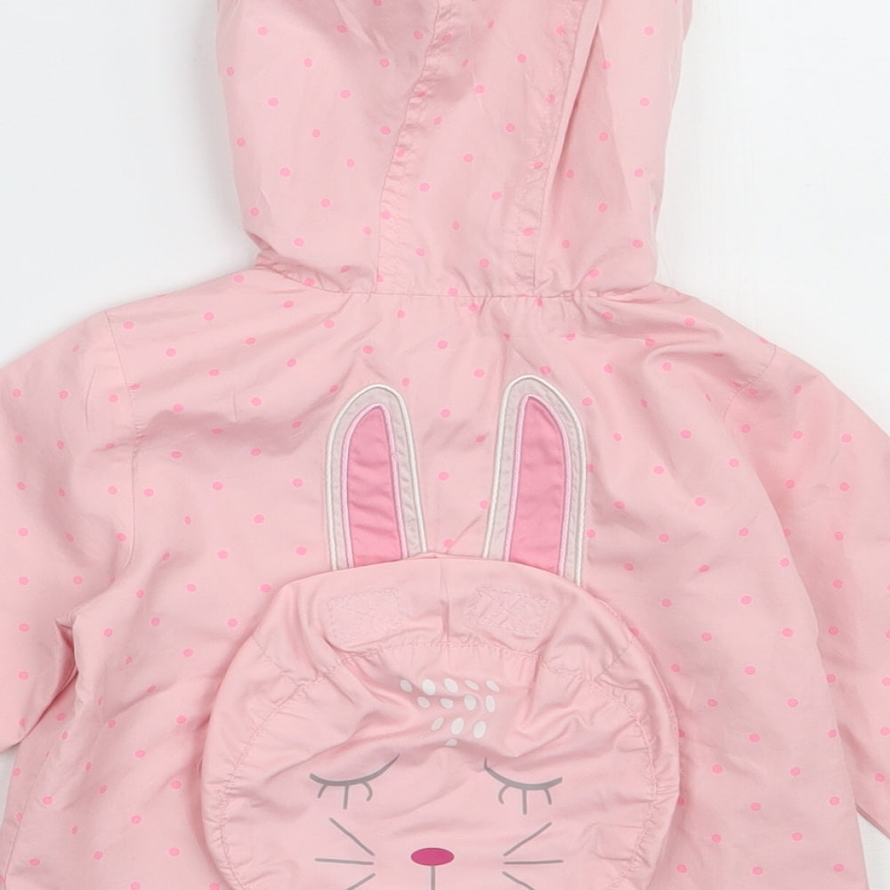 George Girls Pink Polka Dot  Jacket  Size 2 Years  Zip - Rabbit