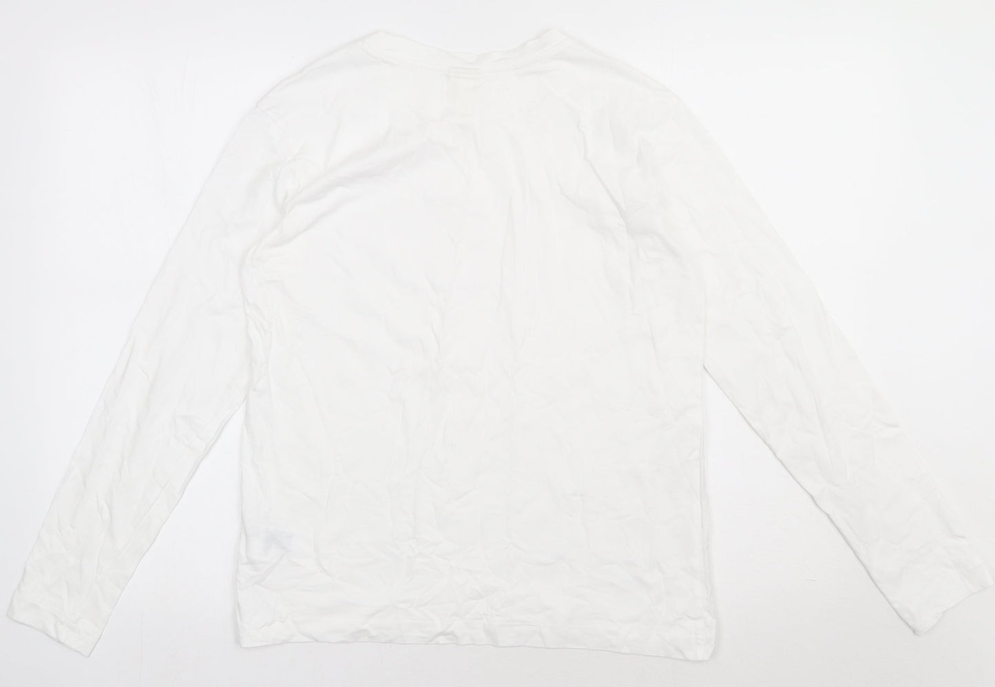 H&M Mens White  Cotton Pullover Sweatshirt Size S