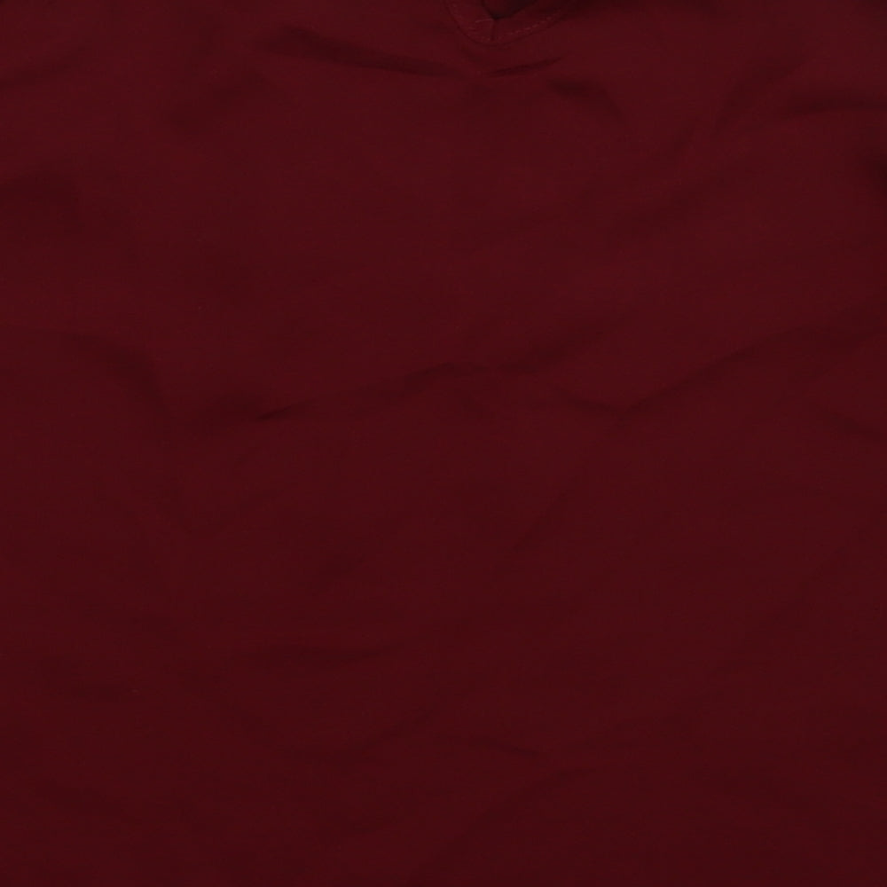Select Womens Red  Polyester Basic Blouse Size 6 Collared