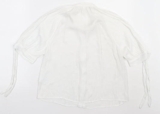 H&M Womens White  Polyester Basic Button-Up Size 8 V-Neck