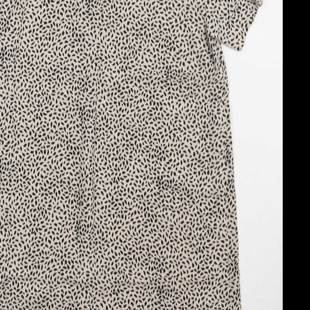 H&M Womens Brown Animal Print Viscose A-Line  Size 4  V-Neck Pullover