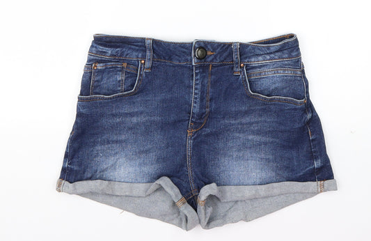 Preworn Womens Blue  Cotton Hot Pants Shorts Size 30 in  Regular Button