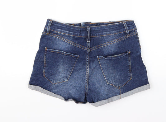 Preworn Womens Blue  Cotton Hot Pants Shorts Size 30 in  Regular Button