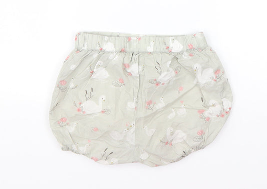 H&M Girls Green Geometric Cotton Sweat Shorts Size 4 Years  Regular  - Swans