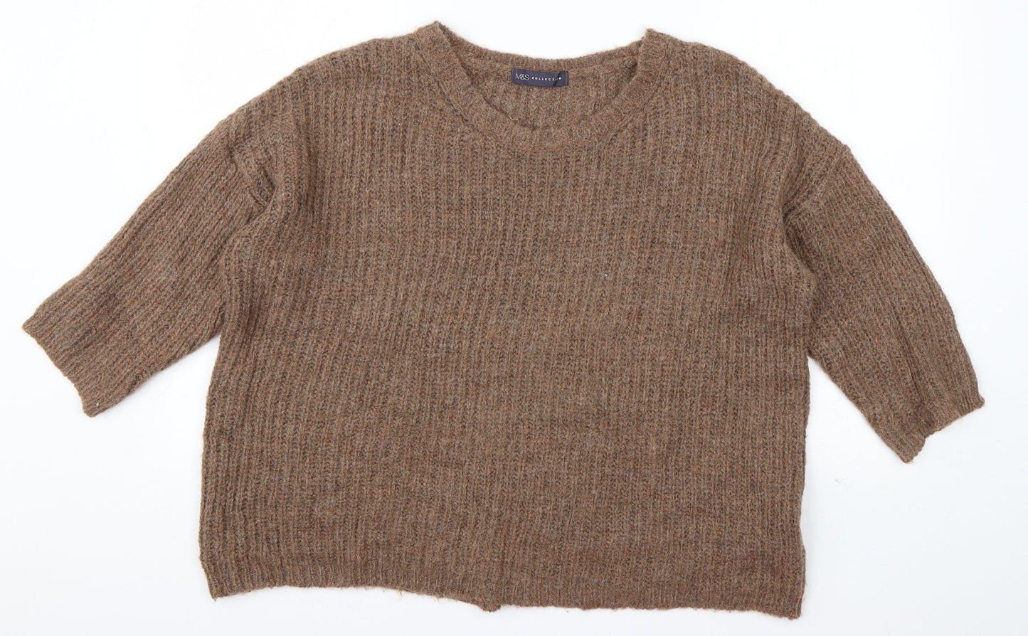 Marks and Spencer Womens Brown Round Neck  Acrylic Pullover Jumper Size 16