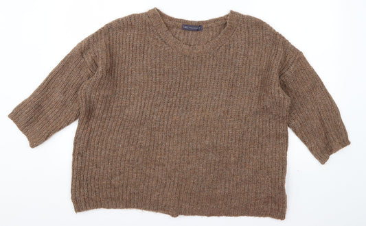 Marks and Spencer Womens Brown Round Neck  Acrylic Pullover Jumper Size 16