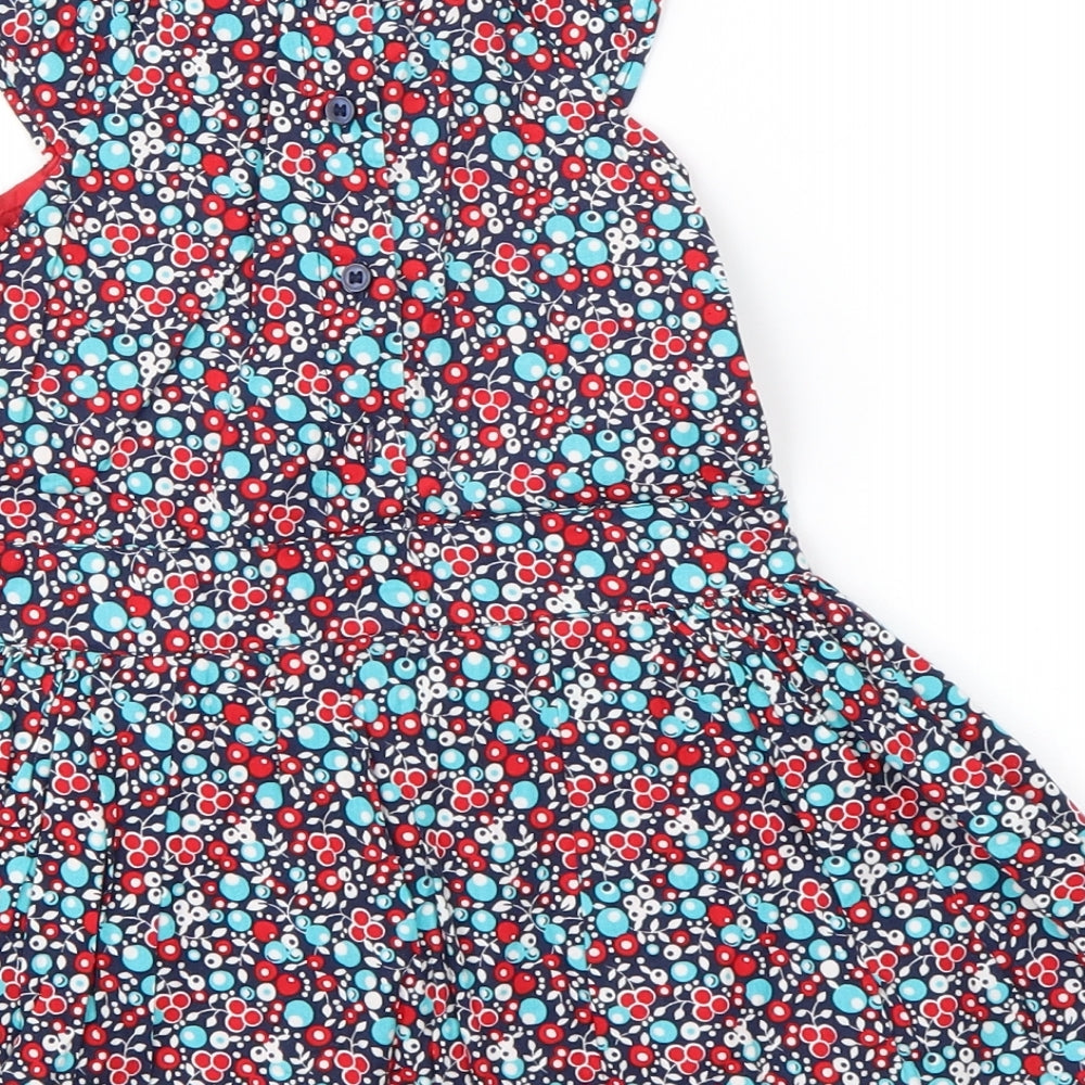 Mini Club Girls Blue Geometric Cotton A-Line  Size 18-24 Months  Round Neck Pullover