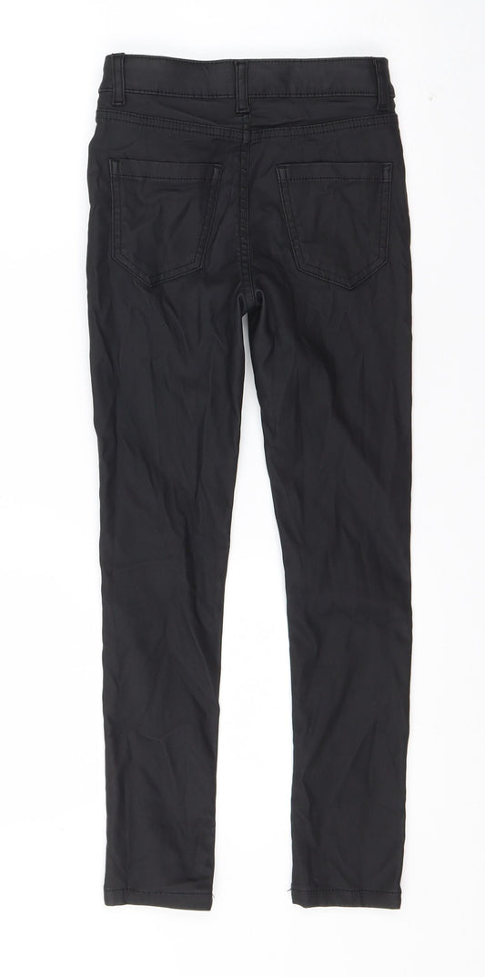 Denim & Co. Girls Black  Viscose Pedal Pusher Trousers Size 8-9 Years  Regular Button