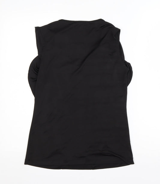 Studio.W Womens Black  Polyester Basic Tank Size 8 Round Neck - Ruffled