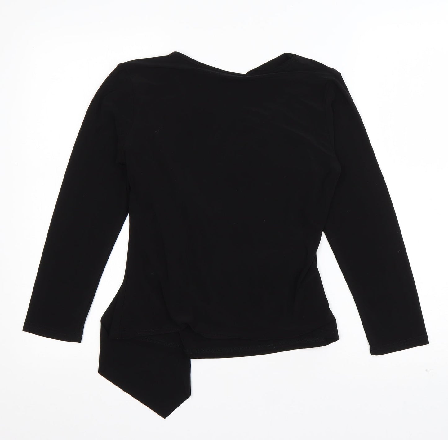Paris Paris Womens Black  Polyester Basic T-Shirt Size S V-Neck - Embellished