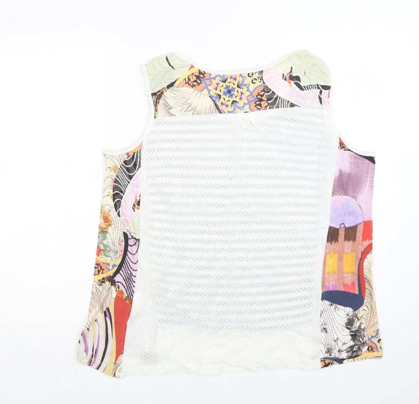 Maloka Womens Multicoloured Striped  Basic Tank Size L Round Neck