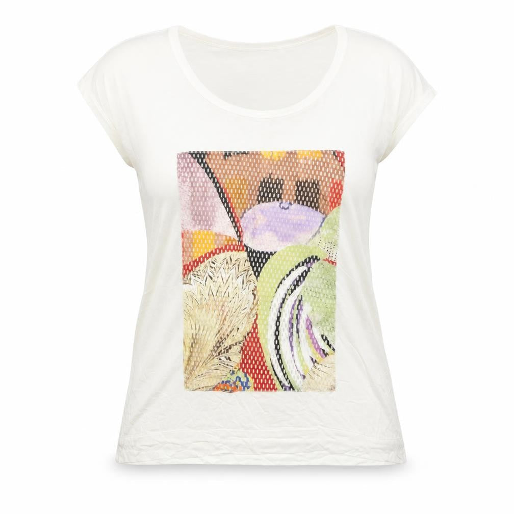 Maloka Womens White  Polyester Basic Blouse Size L Round Neck