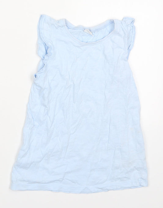 NEXT Girls Blue  Cotton Basic Tank Size 6-7 Years Off the Shoulder Pullover