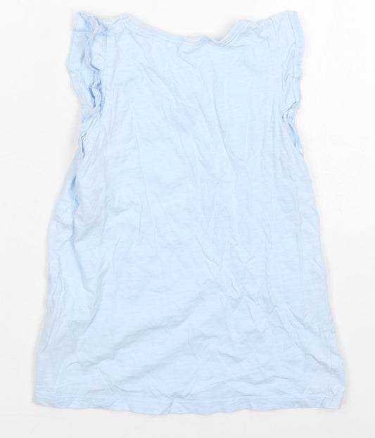 NEXT Girls Blue  Cotton Basic Tank Size 6-7 Years Off the Shoulder Pullover