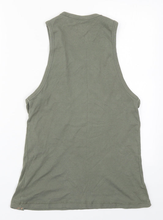 Soviet Jeans Womens Green  Cotton Basic Tank Size L Round Neck