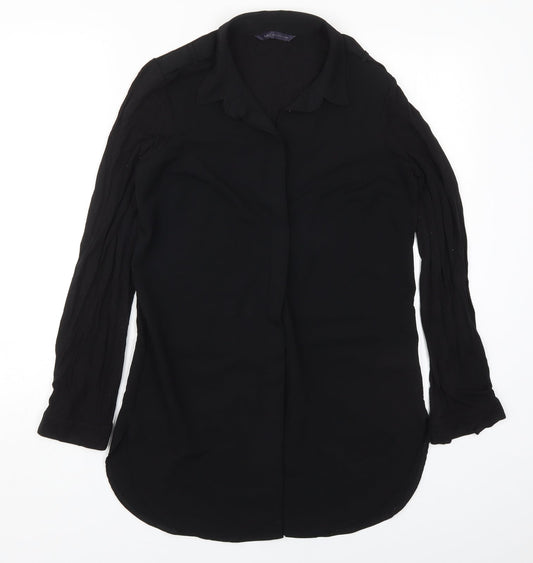 Marks and Spencer Womens Black  Polyester Basic Button-Up Size 8 Collared