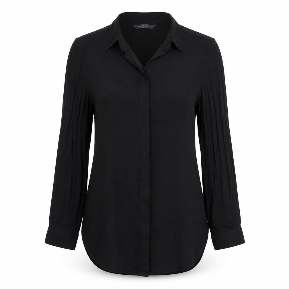 Marks and Spencer Womens Black  Polyester Basic Button-Up Size 8 Collared