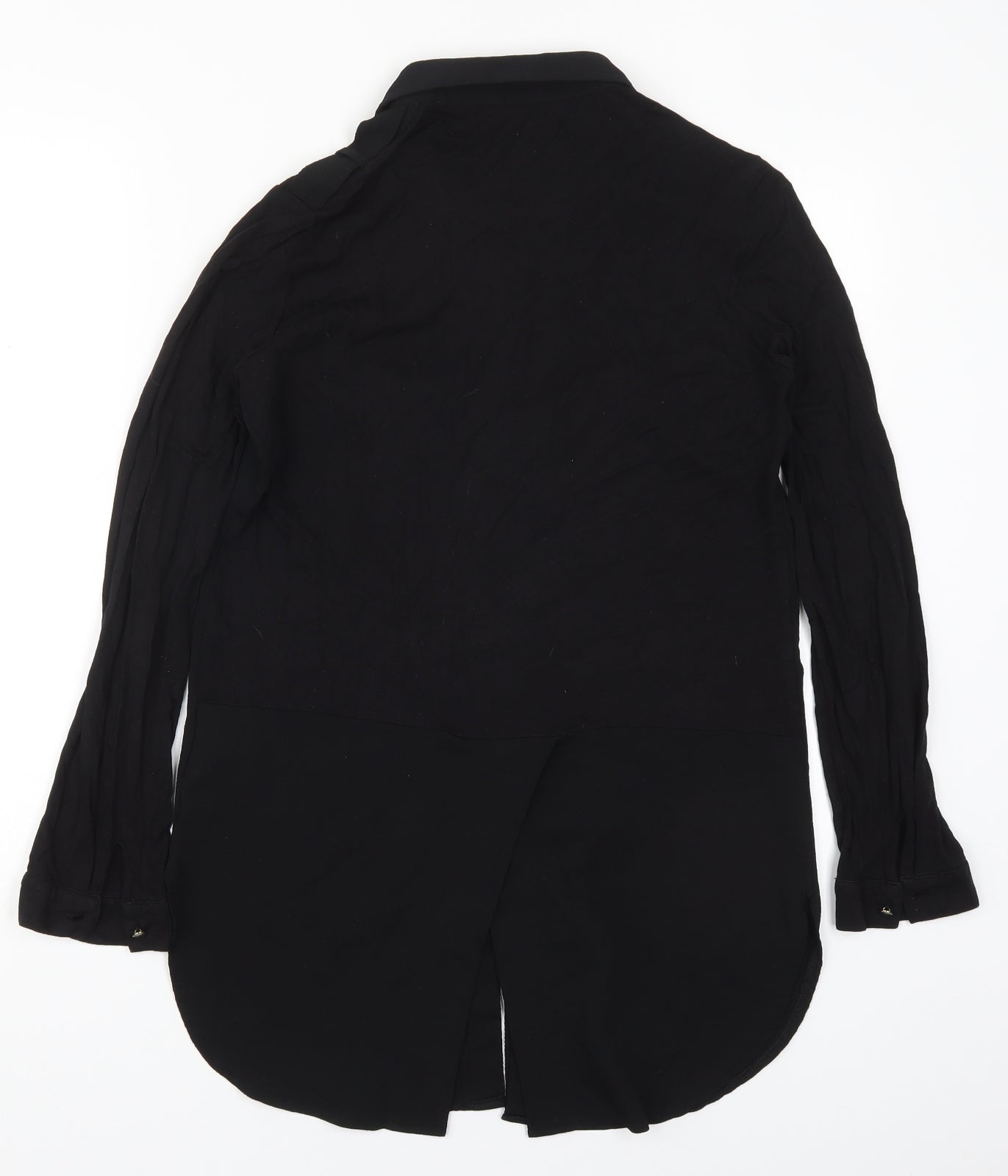Marks and Spencer Womens Black  Polyester Basic Button-Up Size 8 Collared