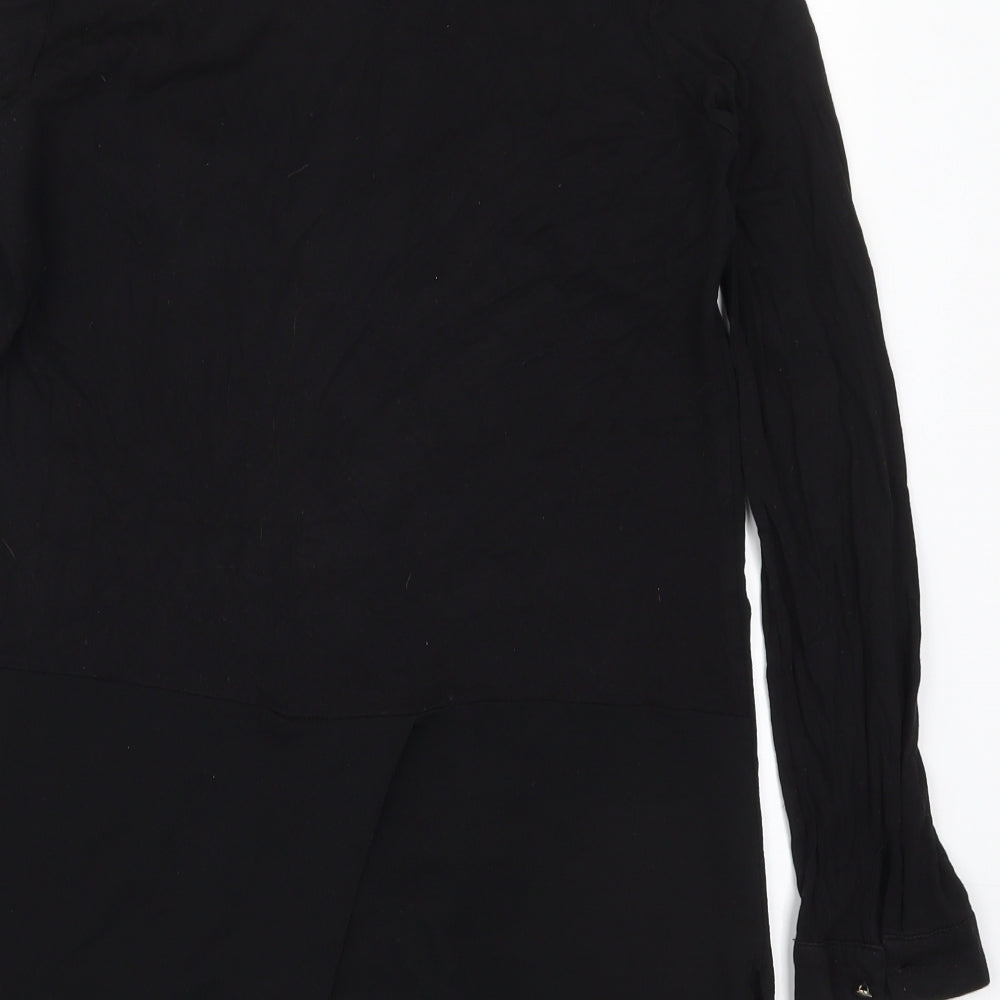 Marks and Spencer Womens Black  Polyester Basic Button-Up Size 8 Collared