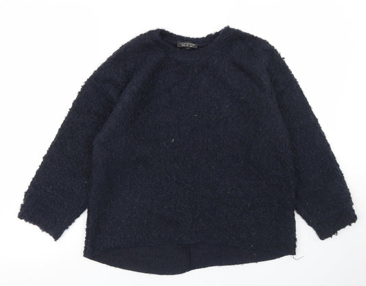 Topshop Womens Blue Crew Neck  Acrylic Pullover Jumper Size 8