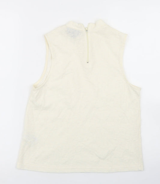 Topshop Womens Ivory  Cotton Basic Tank Size 10 Crew Neck