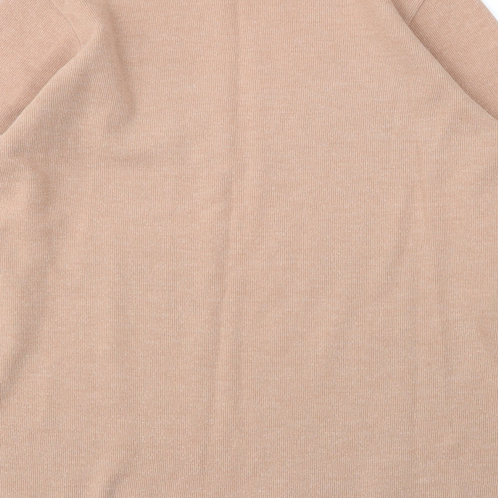 Zara Womens Beige Round Neck  Cotton Pullover Jumper Size S