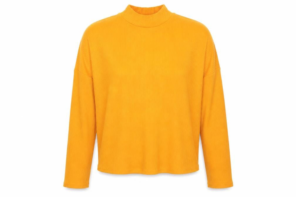 H&M Womens Yellow  Polyester Basic Blouse Size S Mock Neck
