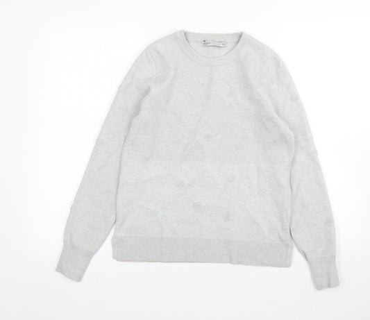 Oasis Womens Grey Round Neck   Pullover Jumper Size S