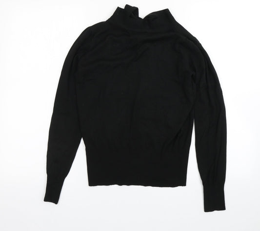 Oasis Womens Black Round Neck  Acrylic Pullover Jumper Size S