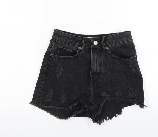 In the Style Womens Black  Cotton Cut-Off Shorts Size 6 L3 in Regular