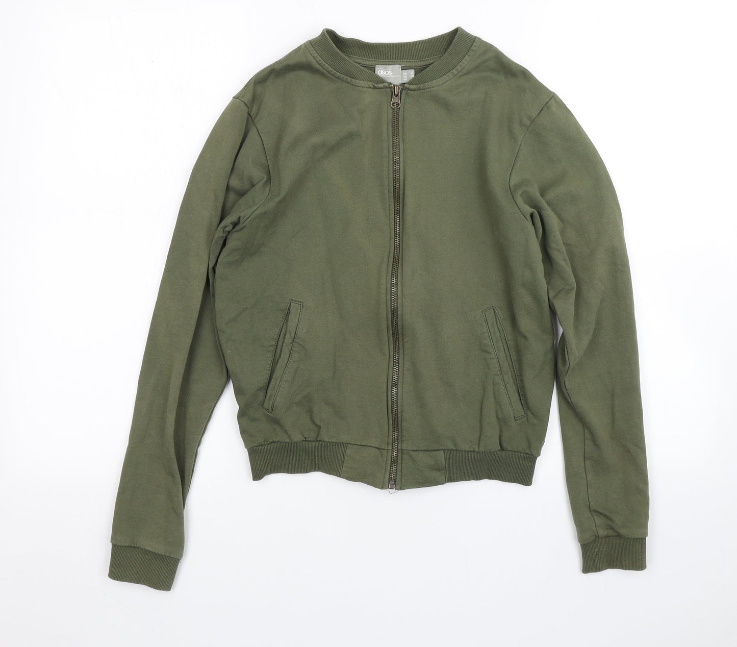 ASOS Womens Green  Cotton Full Zip Sweatshirt Size 8