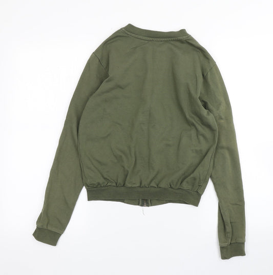 ASOS Womens Green  Cotton Full Zip Sweatshirt Size 8