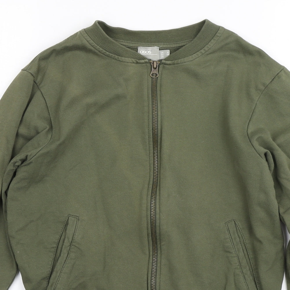 ASOS Womens Green  Cotton Full Zip Sweatshirt Size 8