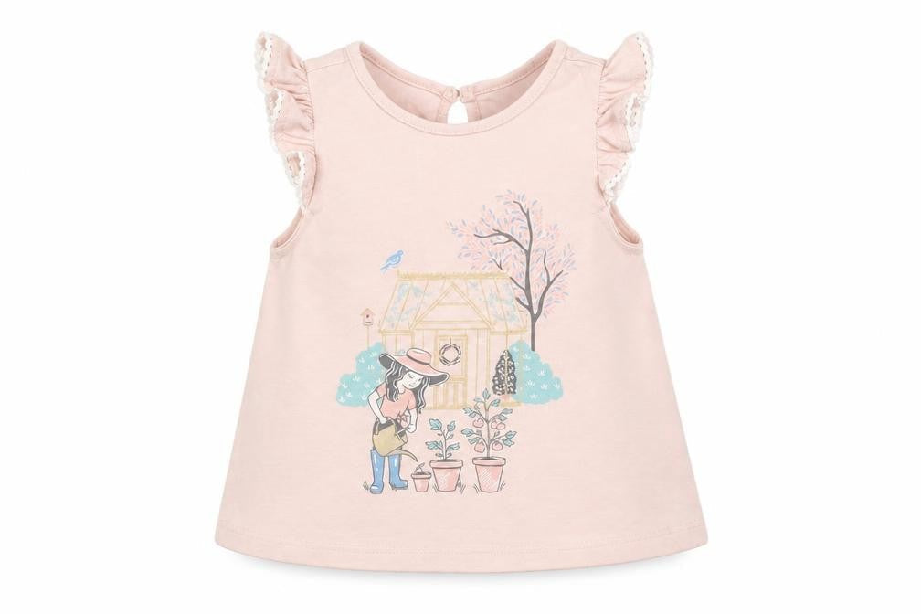 Tommy Bahama Baby Pink  Cotton Basic T-Shirt Size 12 Months Round Neck  - Garden Print