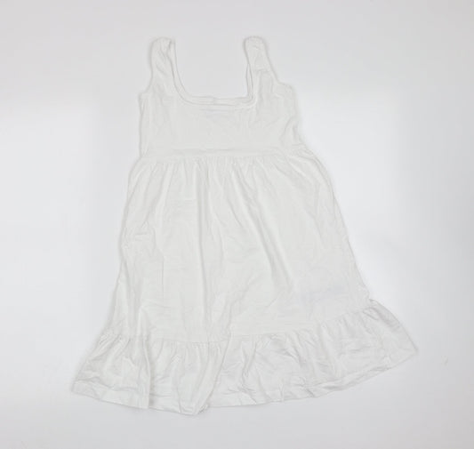 MNG Womens White  Cotton Trapeze & Swing  Size 2XS  Round Neck