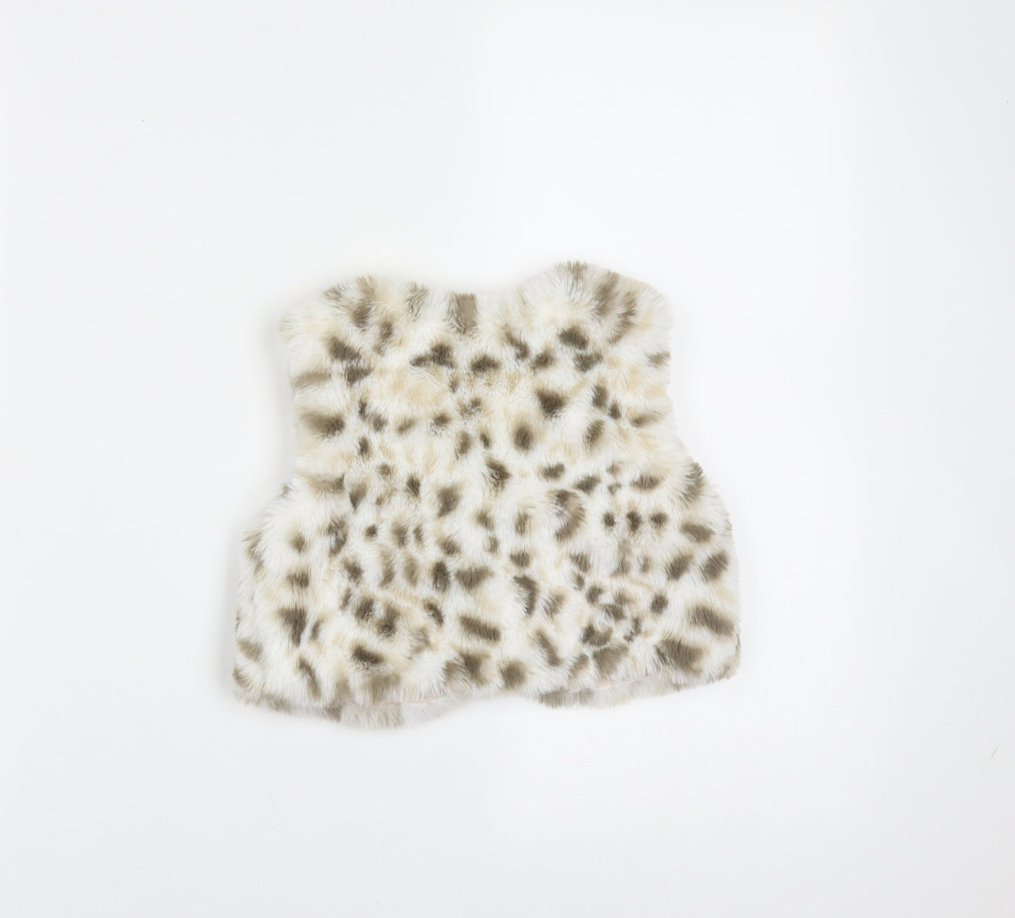 Preworn Girls Beige Animal Print  Gilet Jacket Size 3 Years