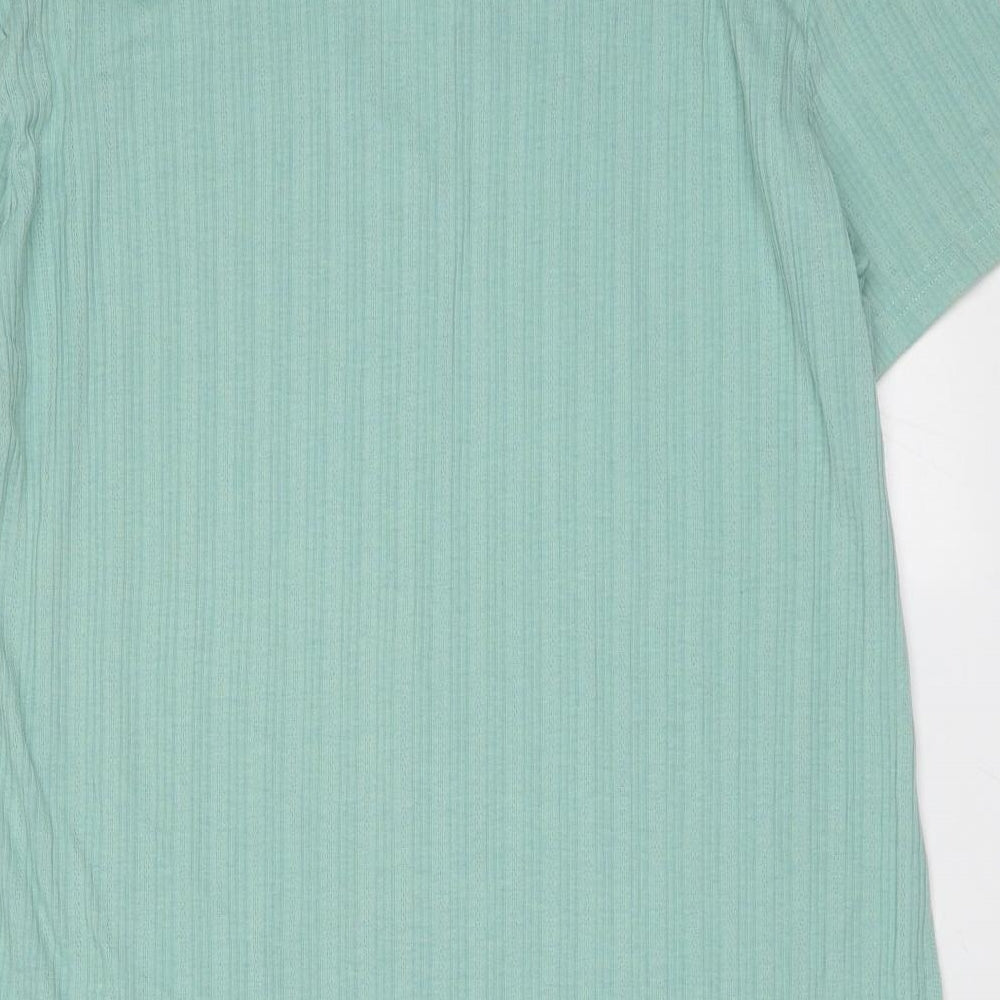 SheIn Womens Green Striped Polyester T-Shirt Dress  Size L  Collared