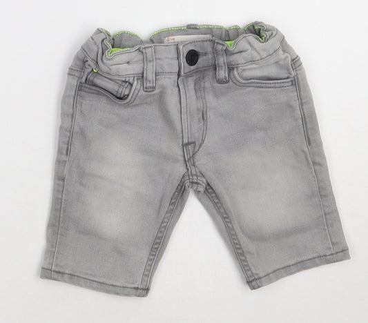 Matalan Boys Grey  Cotton Bermuda Shorts Size 4 Years  Regular Buckle