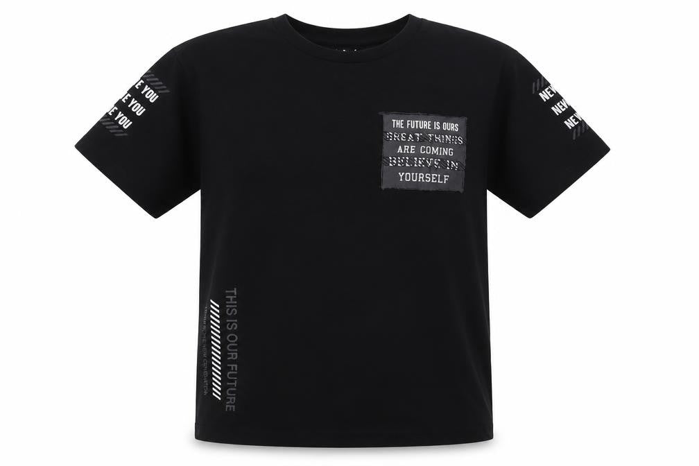 Matalan Boys Black  Cotton Basic T-Shirt Size 10 Years Crew Neck Pullover - this is our future