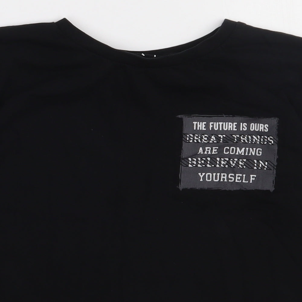 Matalan Boys Black  Cotton Basic T-Shirt Size 10 Years Crew Neck Pullover - this is our future