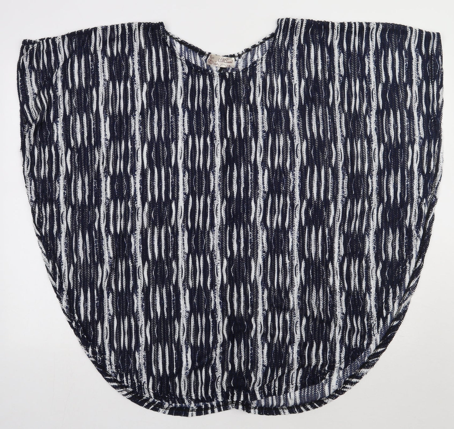 Preworn Womens Blue Crew Neck Geometric Polyester Cape Jumper Size M