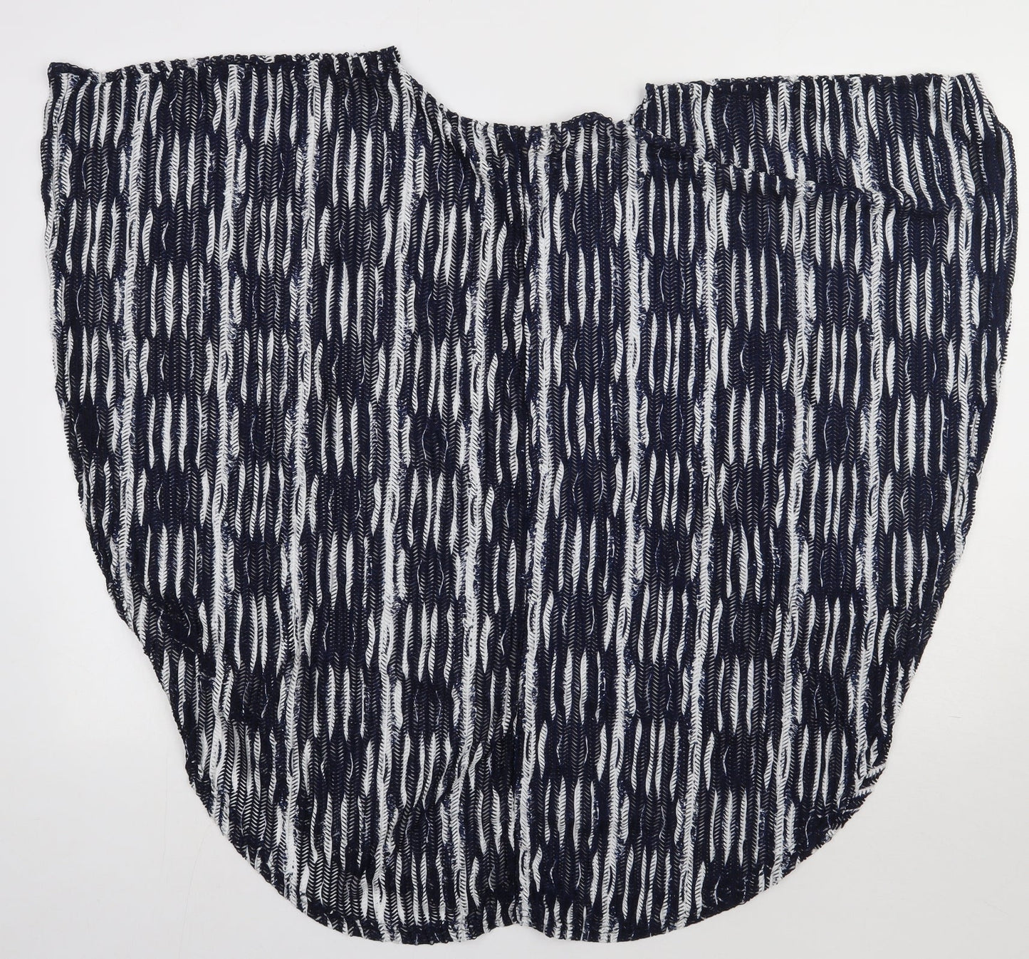 Preworn Womens Blue Crew Neck Geometric Polyester Cape Jumper Size M