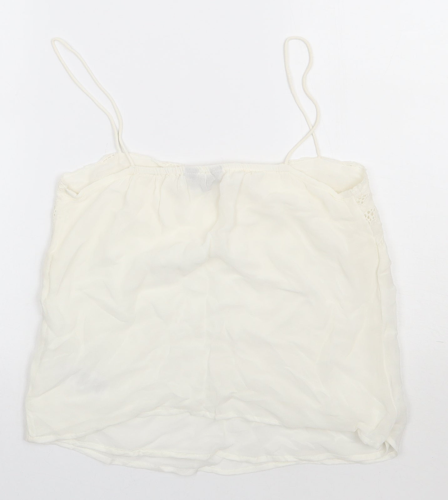 New Look Womens White  Viscose Basic Tank Size 10 Square Neck