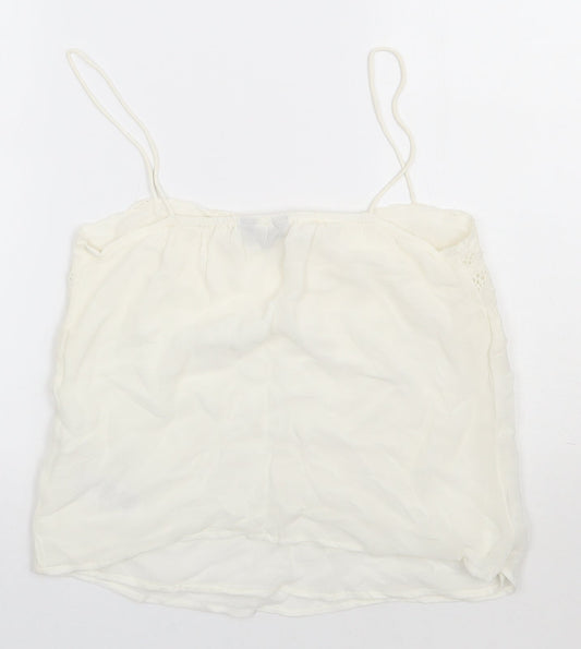 New Look Womens White  Viscose Basic Tank Size 10 Square Neck