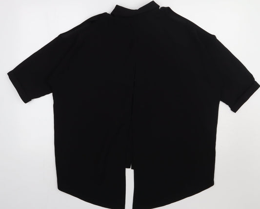River Island Womens Black  Polyester Basic Button-Up Size 10 Collared - cold Shoulder